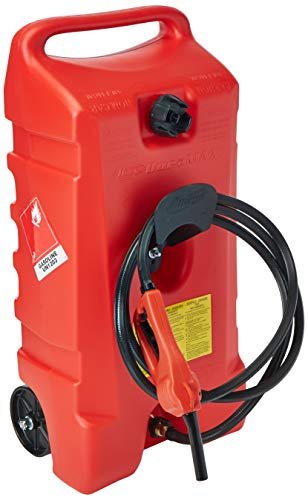 Duramax Flo n' Go LE rolling 14 gallon gas can with transfer pump