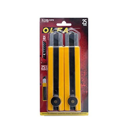 OLFA H-1BB 25mm ratchet-lock snap-off knives, two pack