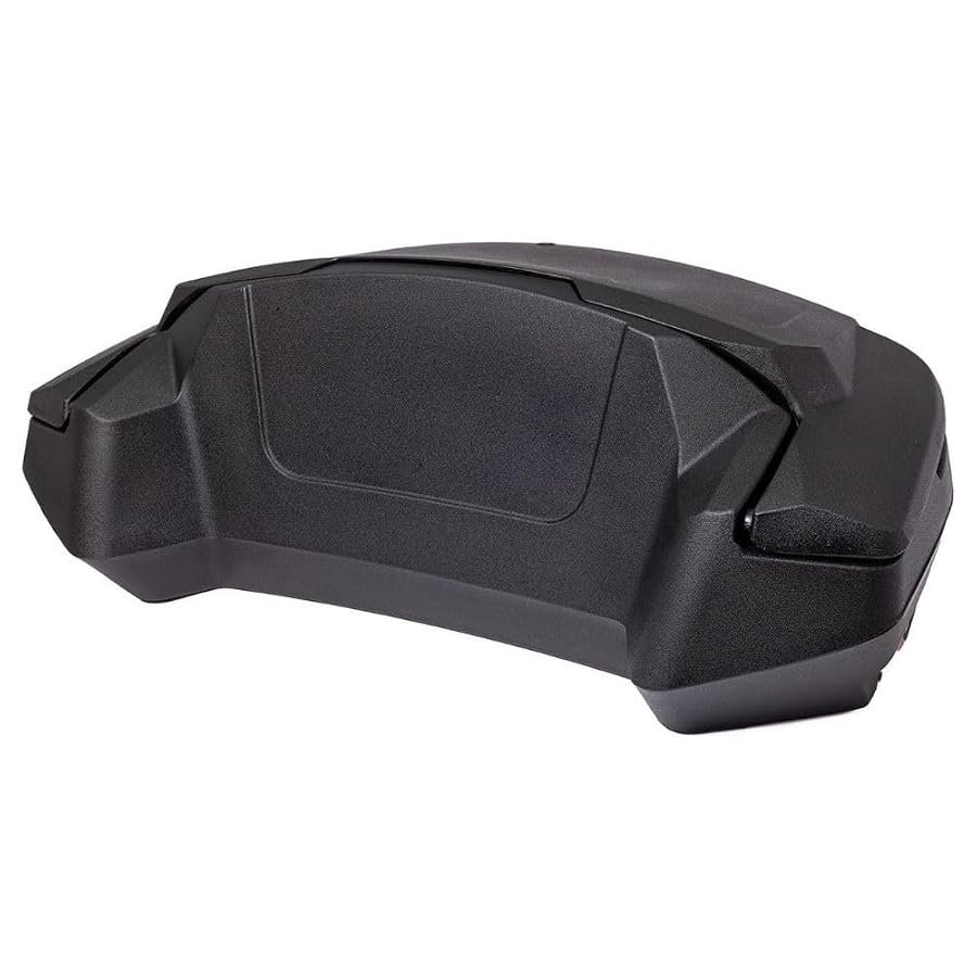 WES black 109 litre ATV cargo storage box mounted on a rear rack.