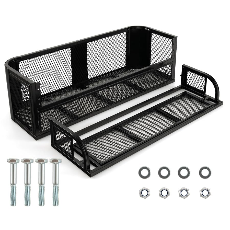 IRONMAX ATV rear drop cargo basket with 12.5 inch rail, 41 inches wide.