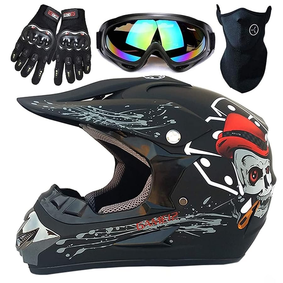 Youth full face motocross helmet with peak visor