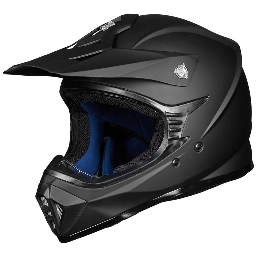 ILM 128S matte black full face off-road helmet with peak visor