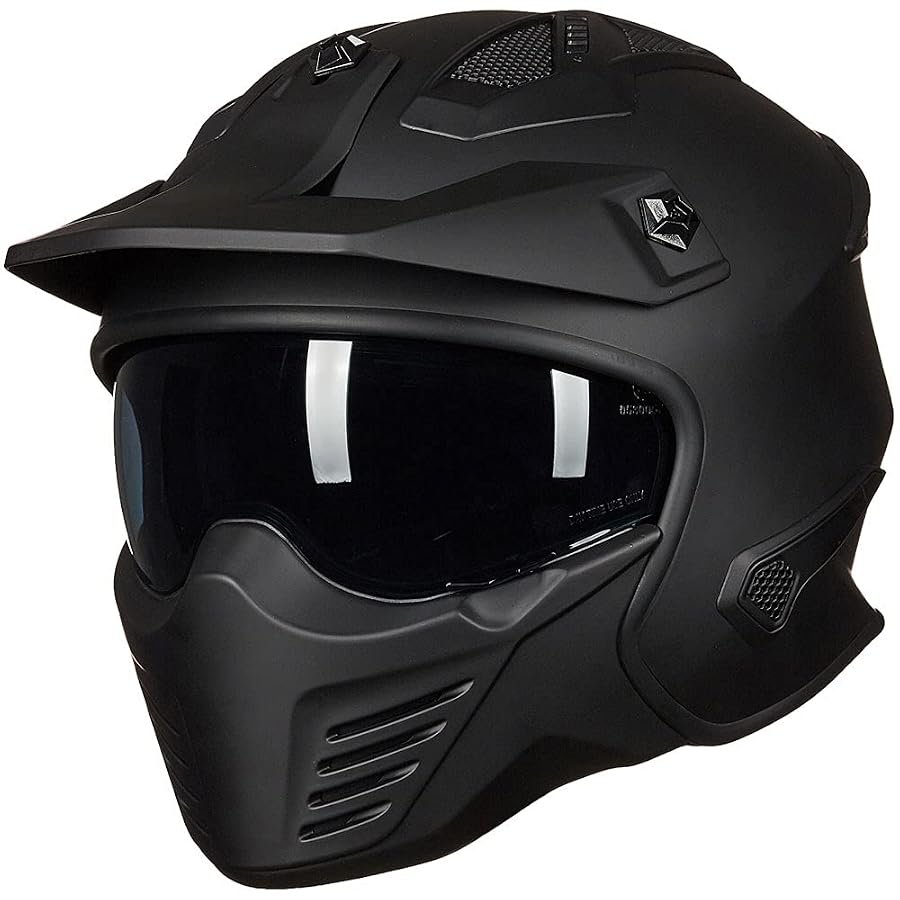 ILM 726X matte black open face three quarter helmet